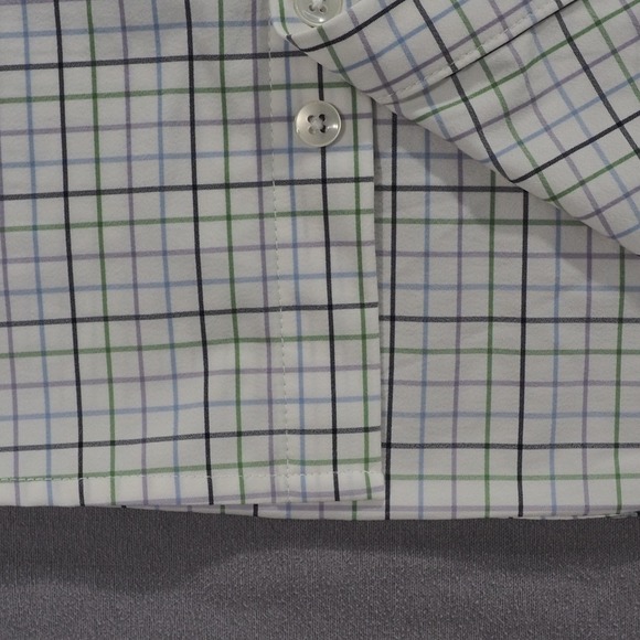 Mizzen Main Shirt Mens XL Trim Fit Blue Green Plaid Leeward Collection USA Made - Picture 6 of 14